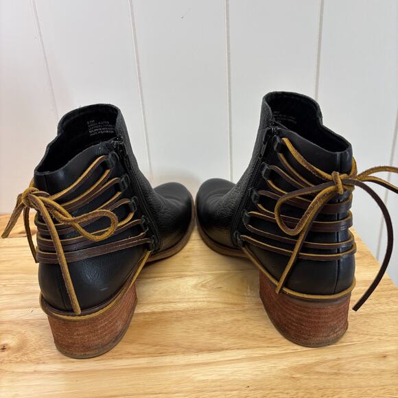 Korks Womens Hipster Boho Cottage Leather Lace Booties Size 8.5 Trad Wife Comfy - Picture 6 of 8